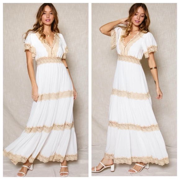 LAST ONE✨Beautiful Boho Gypsy Chic Lace Maxi Dress - Picture 2 of 5